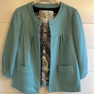 Anthropologie | Women's Tabitha Mint Green Swing Wool blazer (size 6)